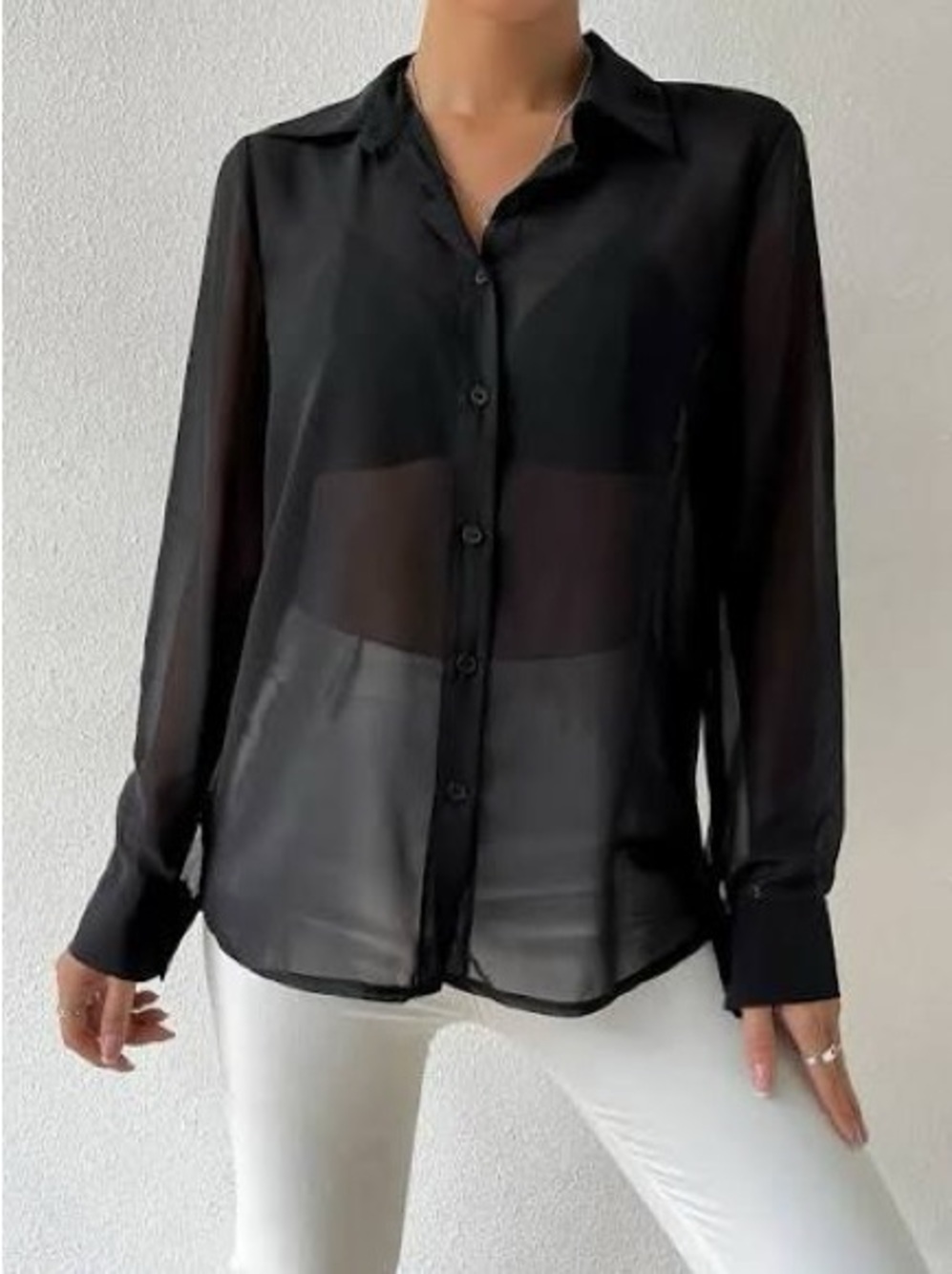 Zara semi sheer black blouse, size M